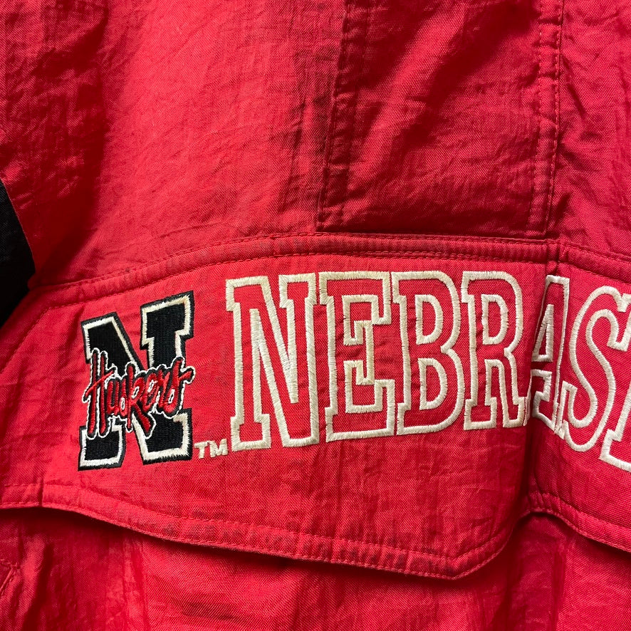 Vintage Nebraska Huskers STARTER Quarter Zip Puffer M