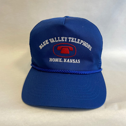 Vintage Blue Valley Telephone Home Kansas Snapback Trucker Hat