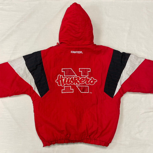 Vintage Nebraska Huskers STARTER Puffer Jacket L