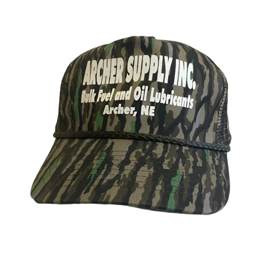 Vintage Archer Supply Inc. Bulk Fuel and Oil Lubricants Nebraska Camo Snapback Hat