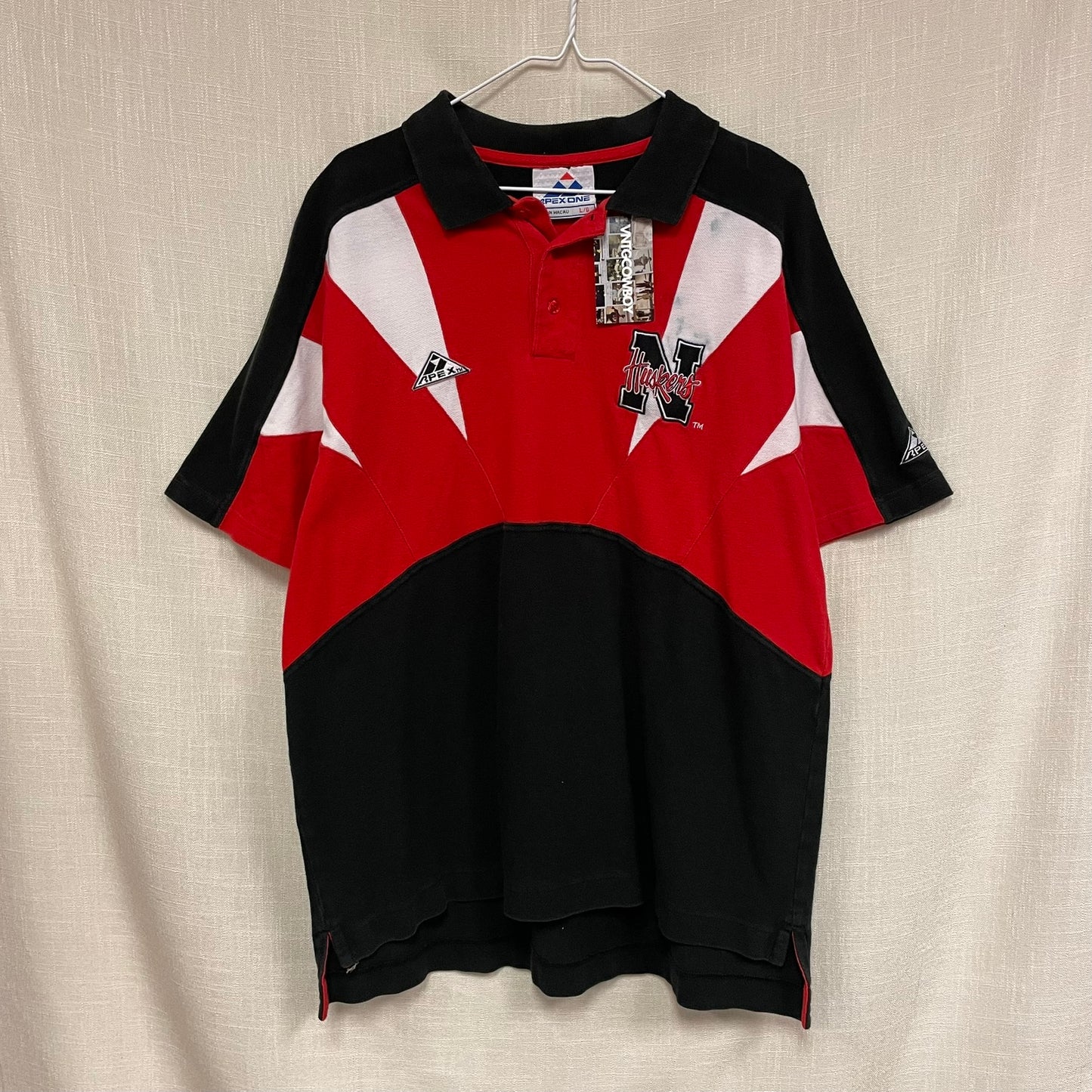 Vintage Nebraska Huskers Sharktooth APEX ONE Polo Shirt L