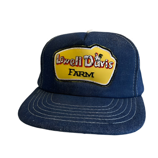 Vintage Lowell Davis Farms Denim Snapback Hat