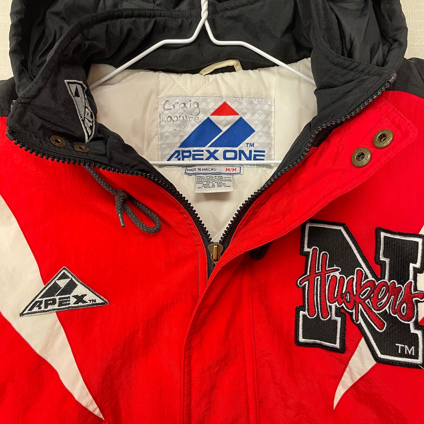 Vintage Nebraska Huskers Sharktooth APEX ONE Puffer Jacket M *FLAW*