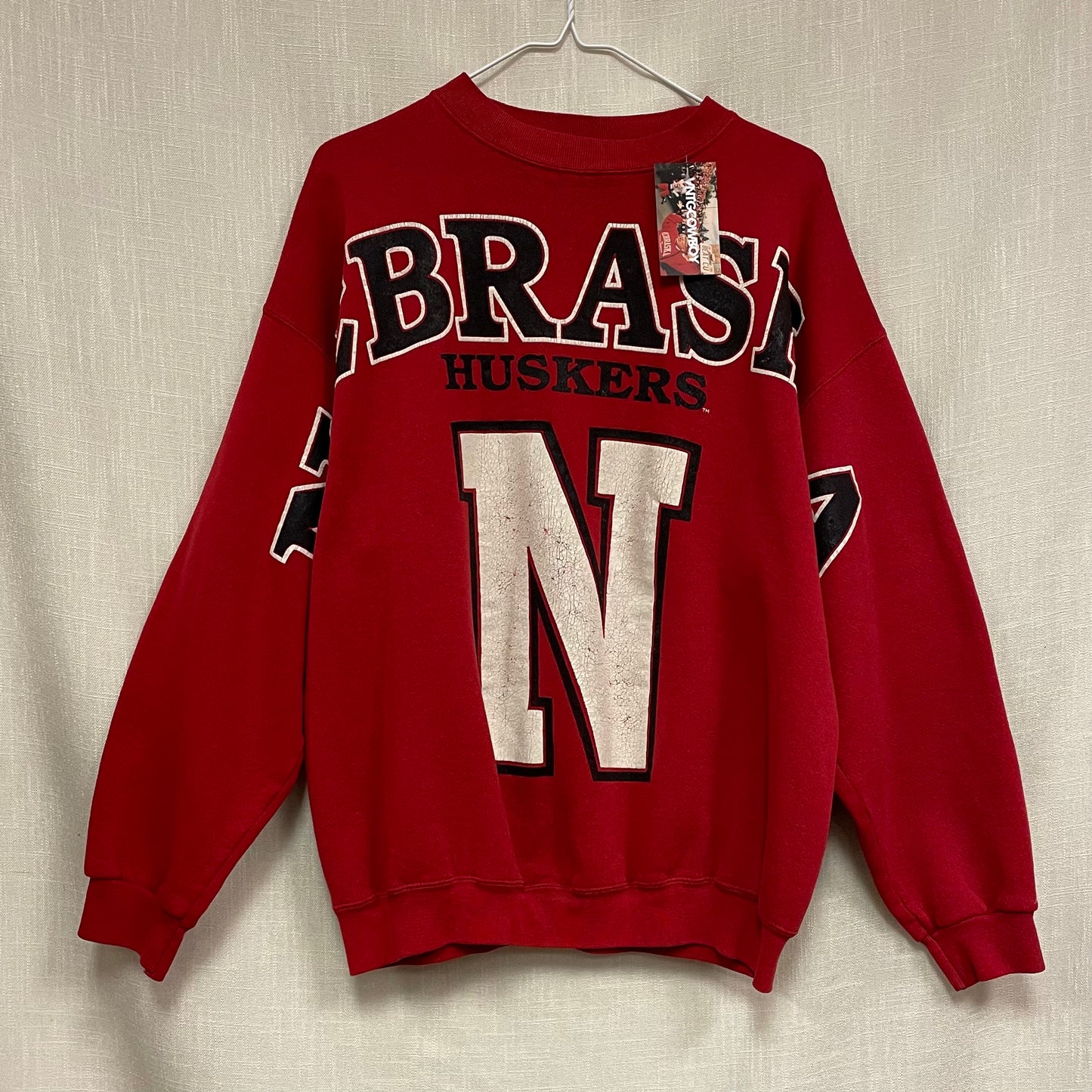 Vintage Nebraska Huskers Spellout Crewneck XL