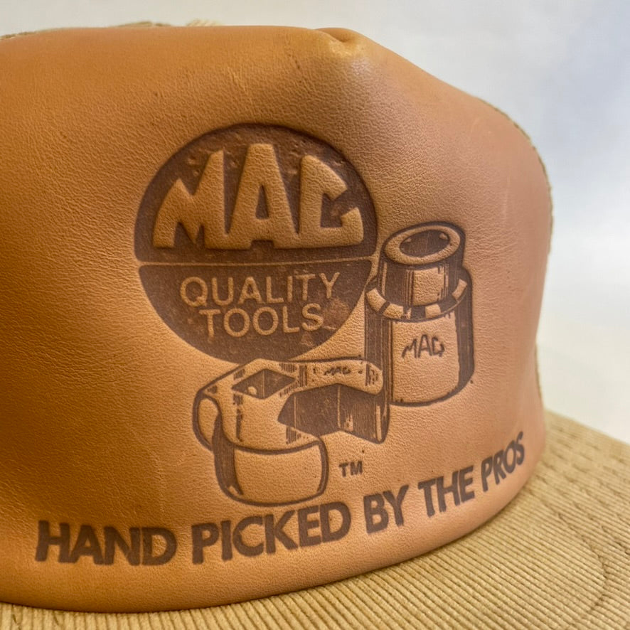 Vintage MAC Tools Leather/Corduroy Snapback Hat