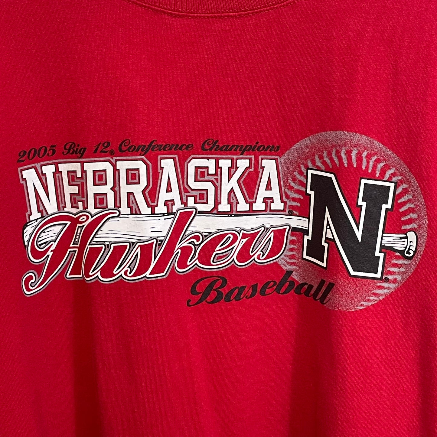 Vintage Nebraska Huskers Baseball 2005 Big 12 Shirt XL