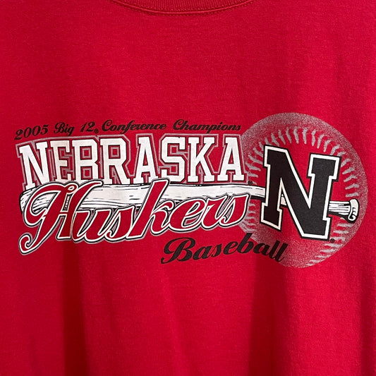 Vintage Nebraska Huskers Baseball 2005 Big 12 Shirt XL