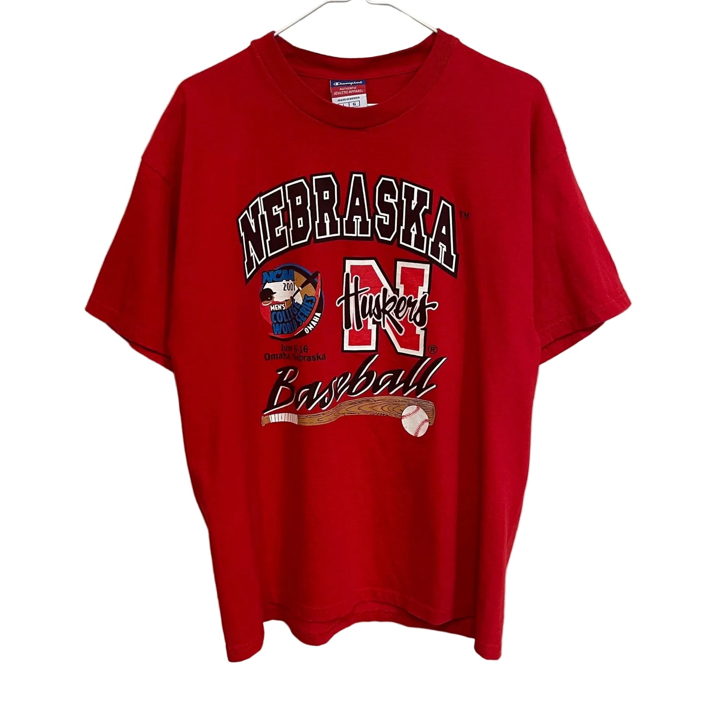 Vintage Nebraska Huskers Baseball 2001 College World Series Shirt L