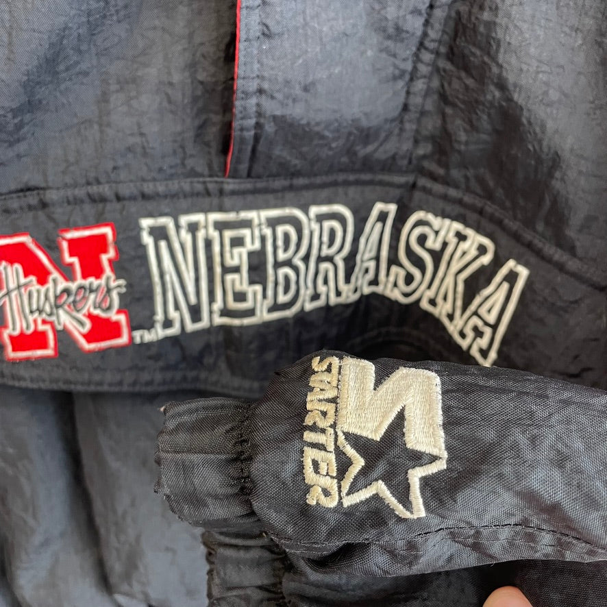 Vintage Nebraska Huskers Puffer Quarter Zip Jacket STARTER L