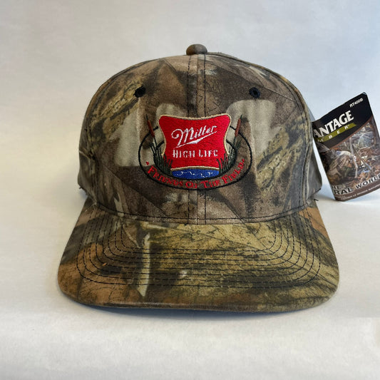 Vintage Miller High Life Beer Advantage Camo Snapback Hat NWT