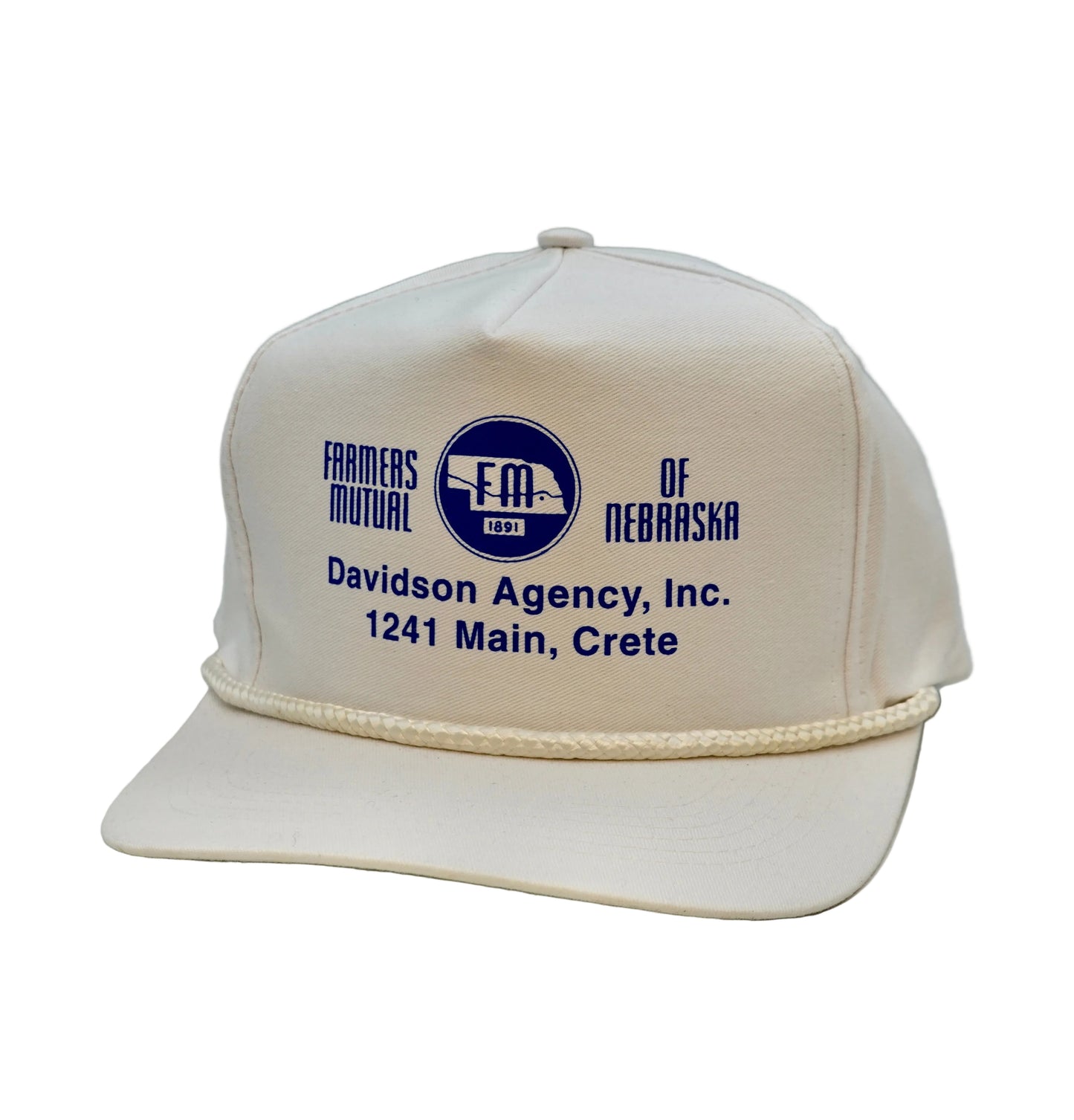Vintage Farmers Mutual of Nebraska Davidson Agency Crete Nebraska Snapback Hat