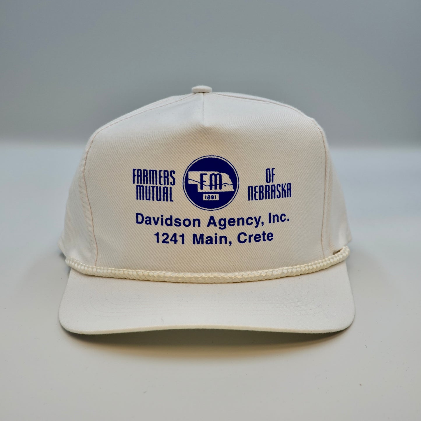 Vintage Farmers Mutual of Nebraska Davidson Agency Crete Nebraska Snapback Hat