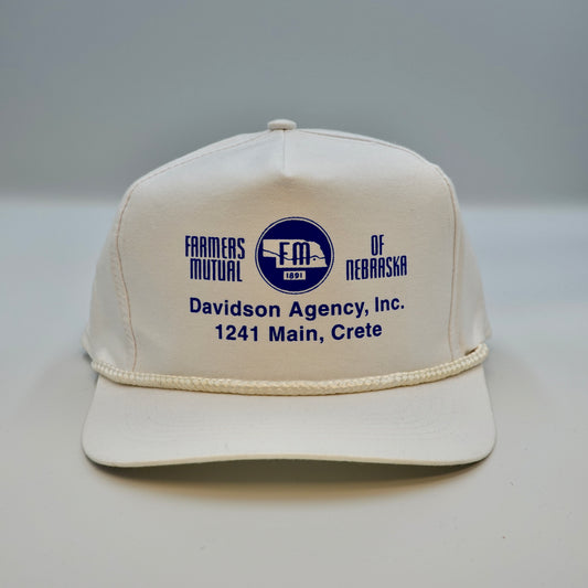 Vintage Farmers Mutual of Nebraska Davidson Agency Crete Nebraska Snapback Hat