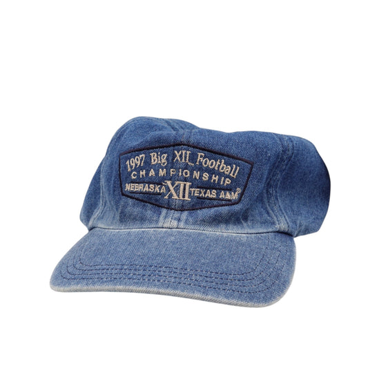 Vintage Nebraska Huskers 1997 Big 12 Championship Denim Strapback Hat