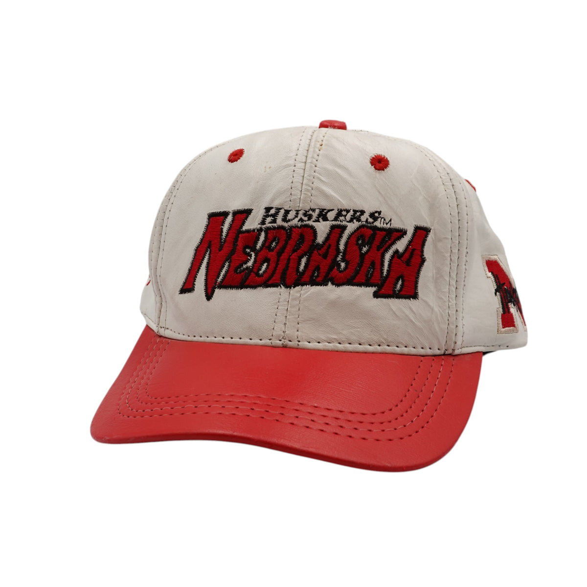 Vintage Nebraska Huskers Leather Snapback Hat
