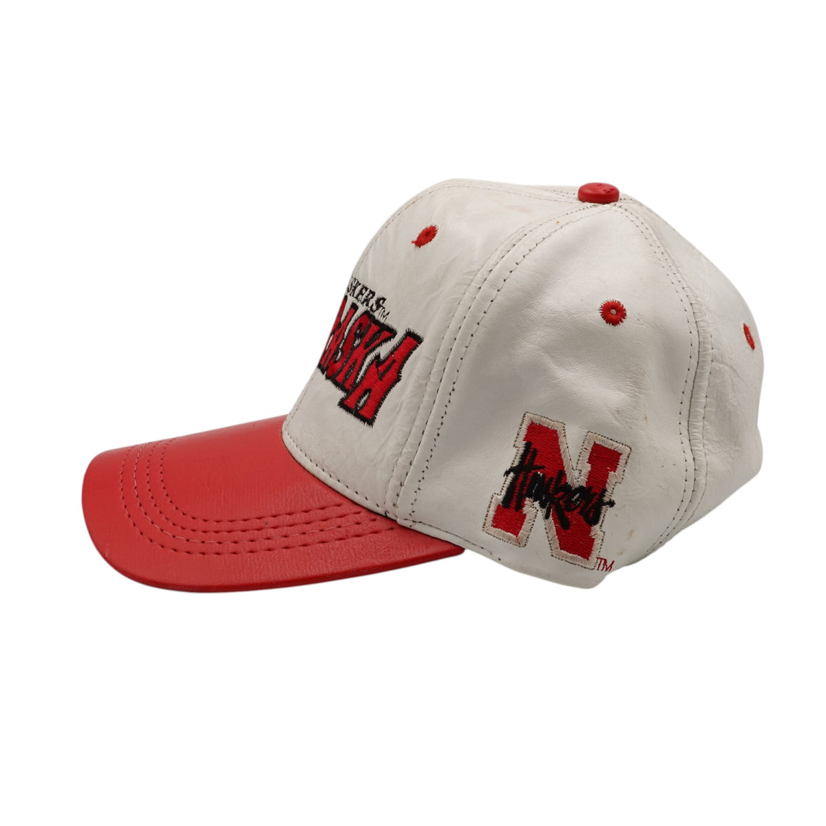 Vintage Nebraska Huskers Leather Snapback Hat