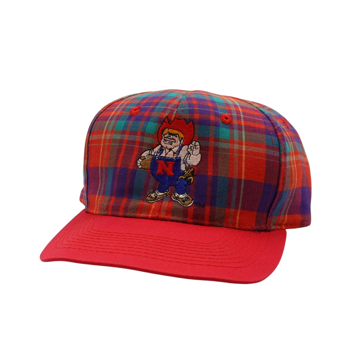 Vintage Nebraska Huskers Herbie Plaid Snapback Hat
