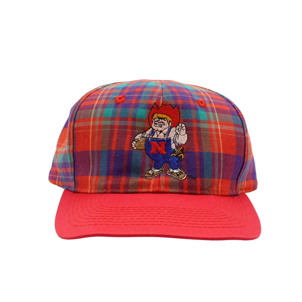 Vintage Nebraska Huskers Herbie Plaid Snapback Hat