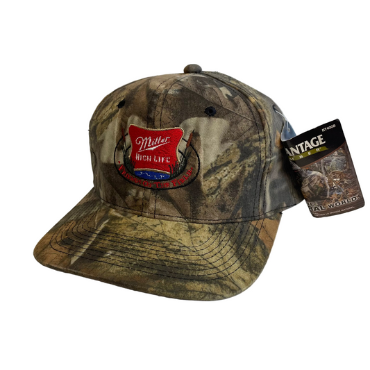 Vintage Miller High Life Beer Advantage Camo Snapback Hat NWT