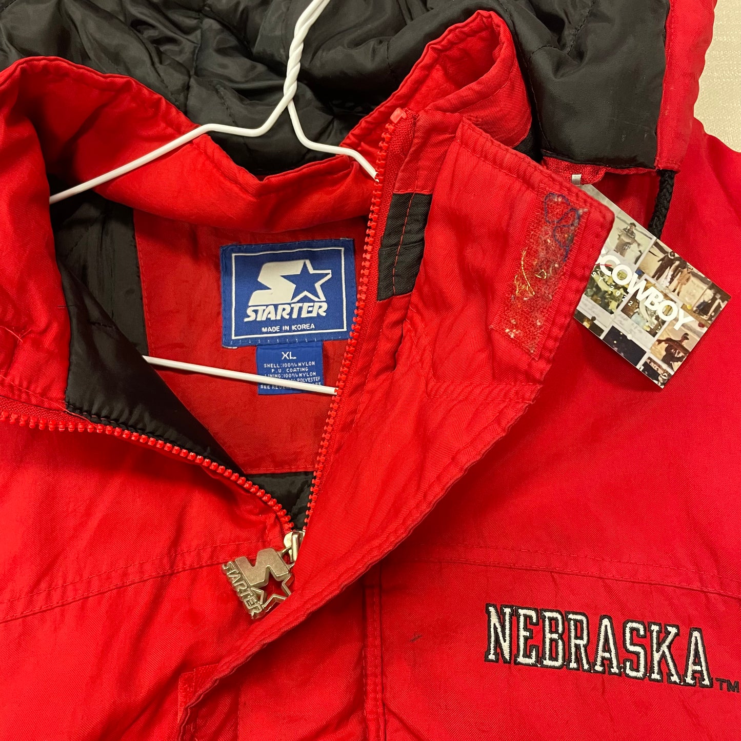 Vintage Nebraska Huskers STARTER Puffer Jacket XL