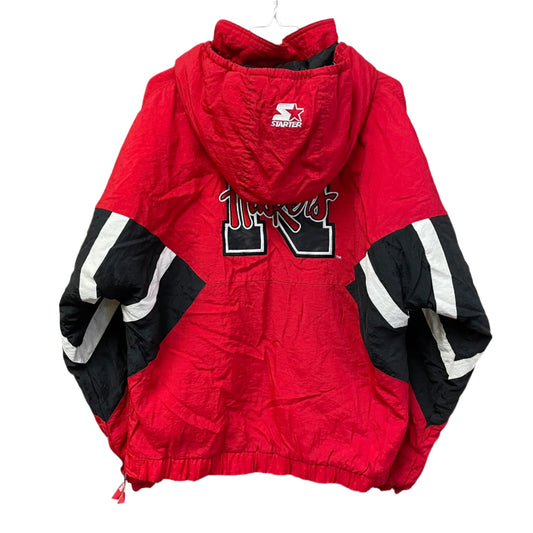 Vintage Nebraska Huskers STARTER Quarter Zip Puffer M