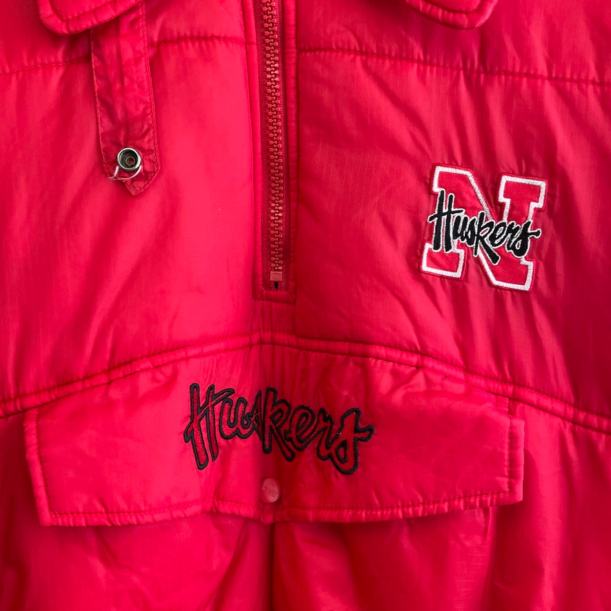 Vintage REVERSIBLE Nebraska Huskers Puffer Quarter Zip Jacket L