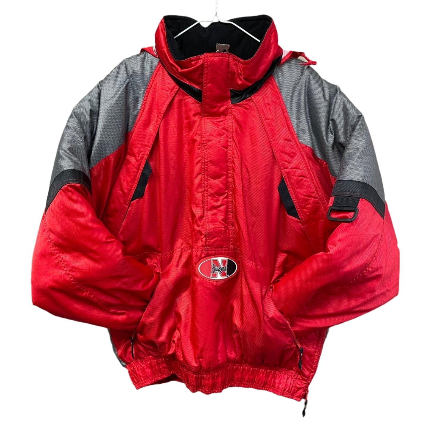 Vintage Nebraska Huskers STARTER Quarter Zip Puffer Jacket L