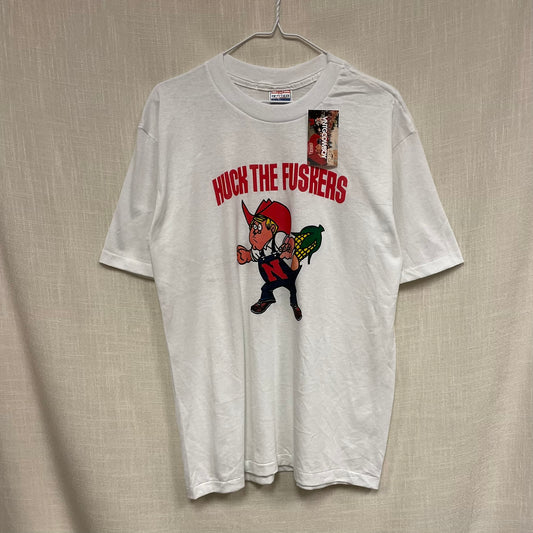 Vintage Nebraska Huskers 'Huck The Fuskers' Humor Shirt L
