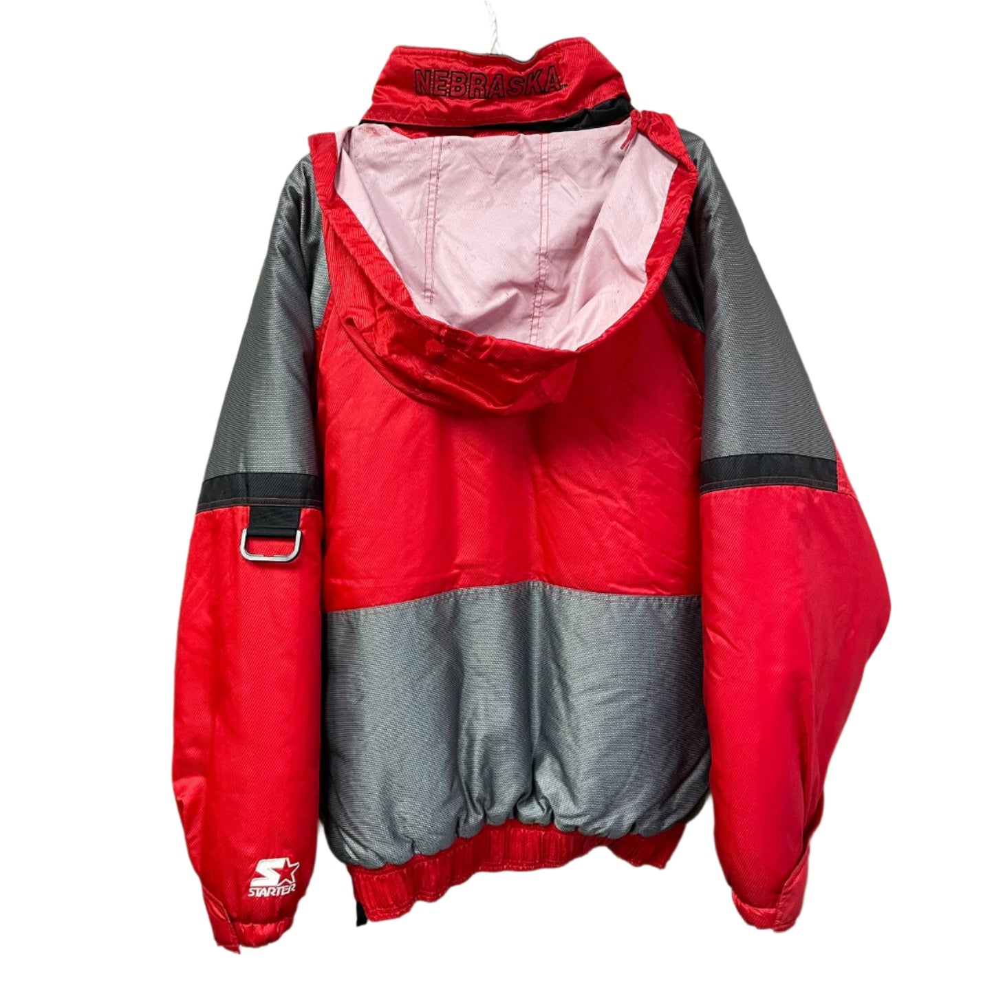 Vintage Nebraska Huskers STARTER Quarter Zip Puffer Jacket L