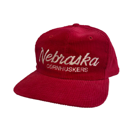 Vintage Nebraska Huskers Corduroy Script Snapback Zipback Hat