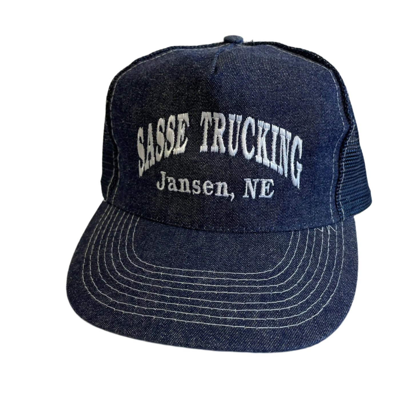 Vintage Sasse Trucking Jansen, Nebraska Denim Snapback Hat