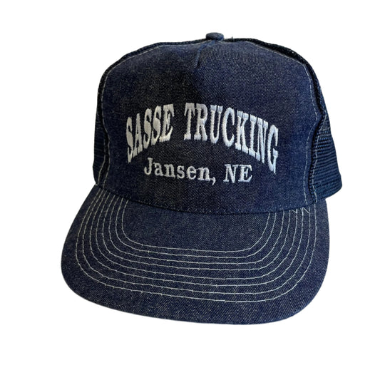 Vintage Sasse Trucking Jansen, Nebraska Denim Snapback Hat