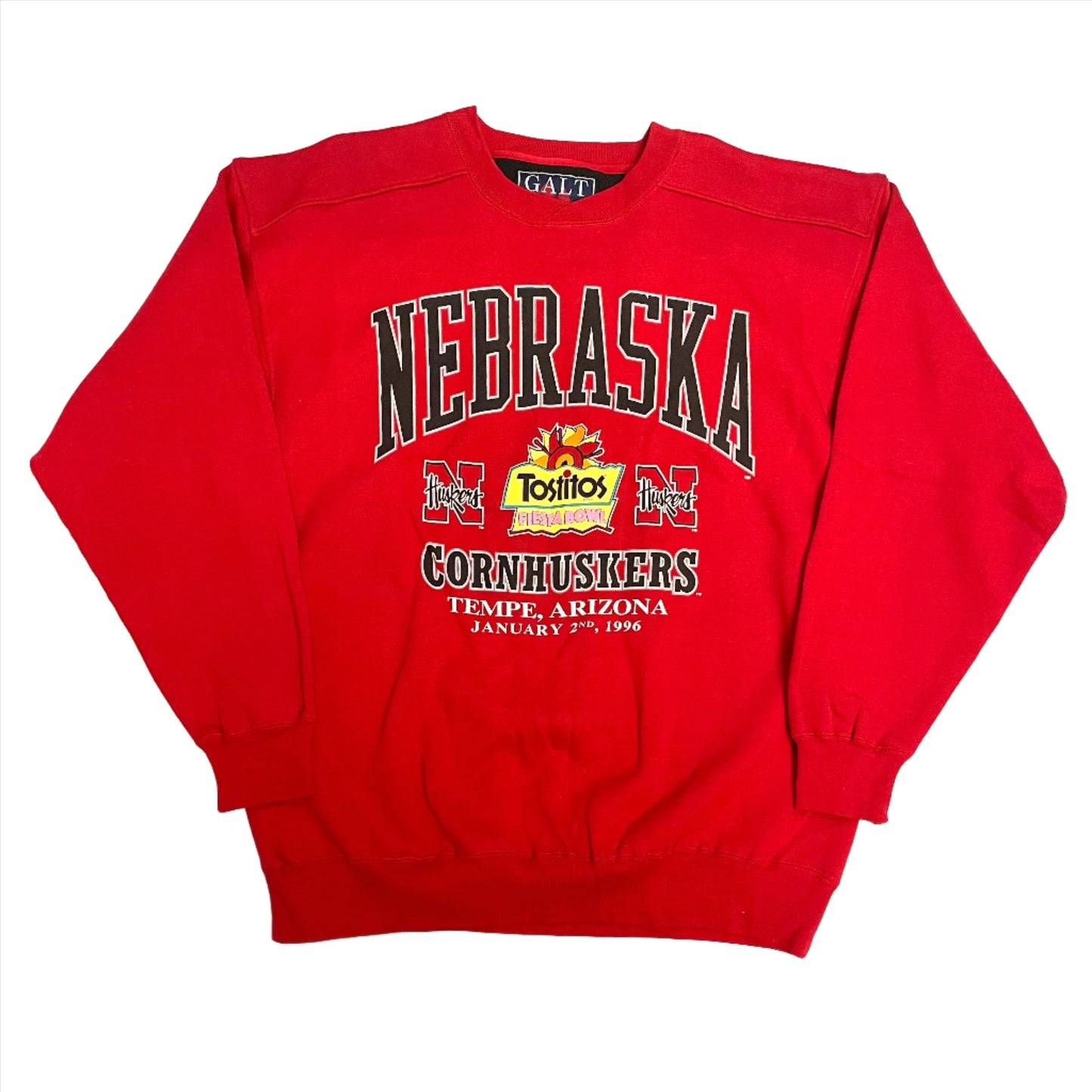 Vintage Nebraska Huskers Tostitos Fiesta Bowl 1996 Galt Sand Crewneck L