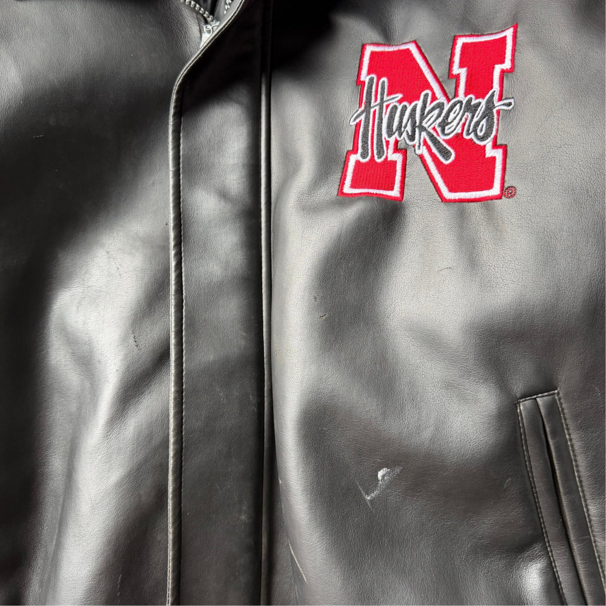 Vintage Nebraska Huskers Leather Jacket - M