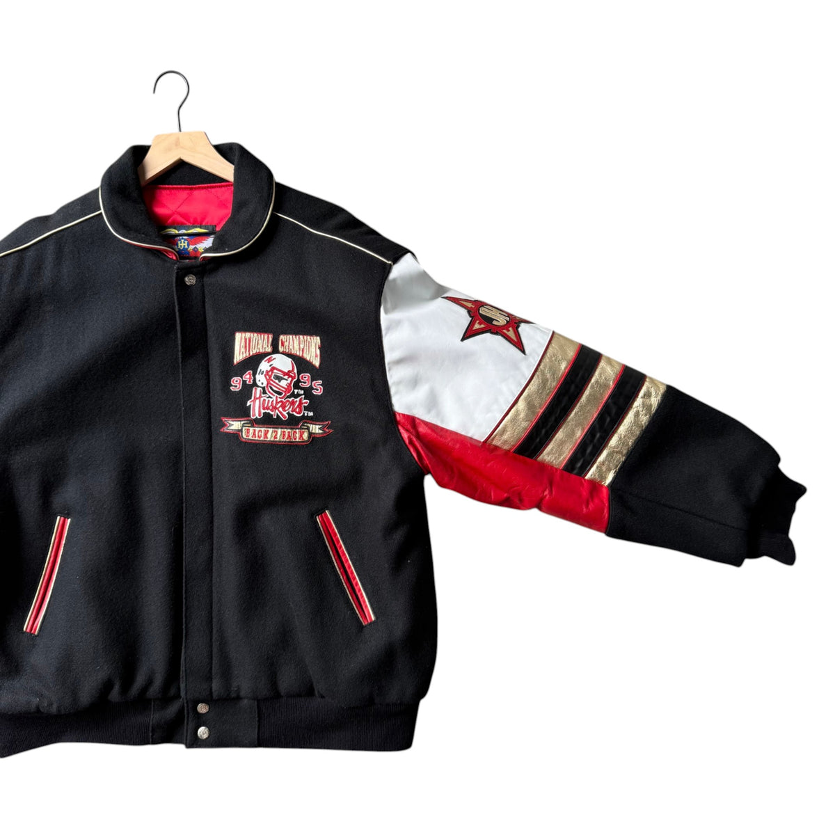 Vintage Nebraska Huskers 1995 National Champions Leather Jacket - XL