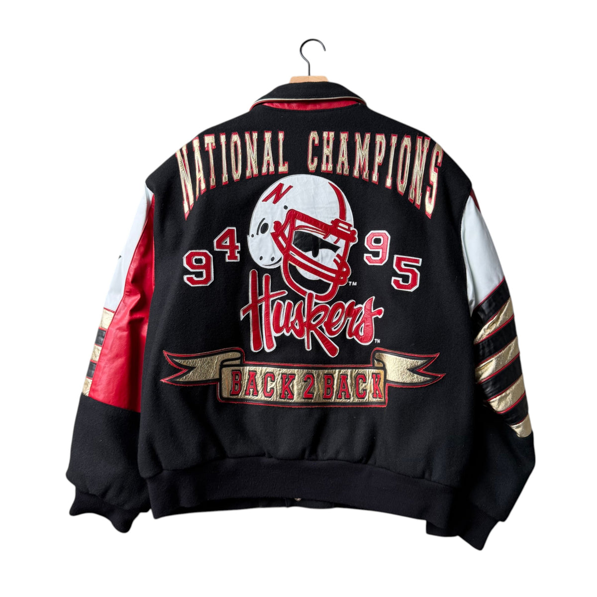 Vintage Nebraska Huskers 1995 National Champions Leather Jacket - XL