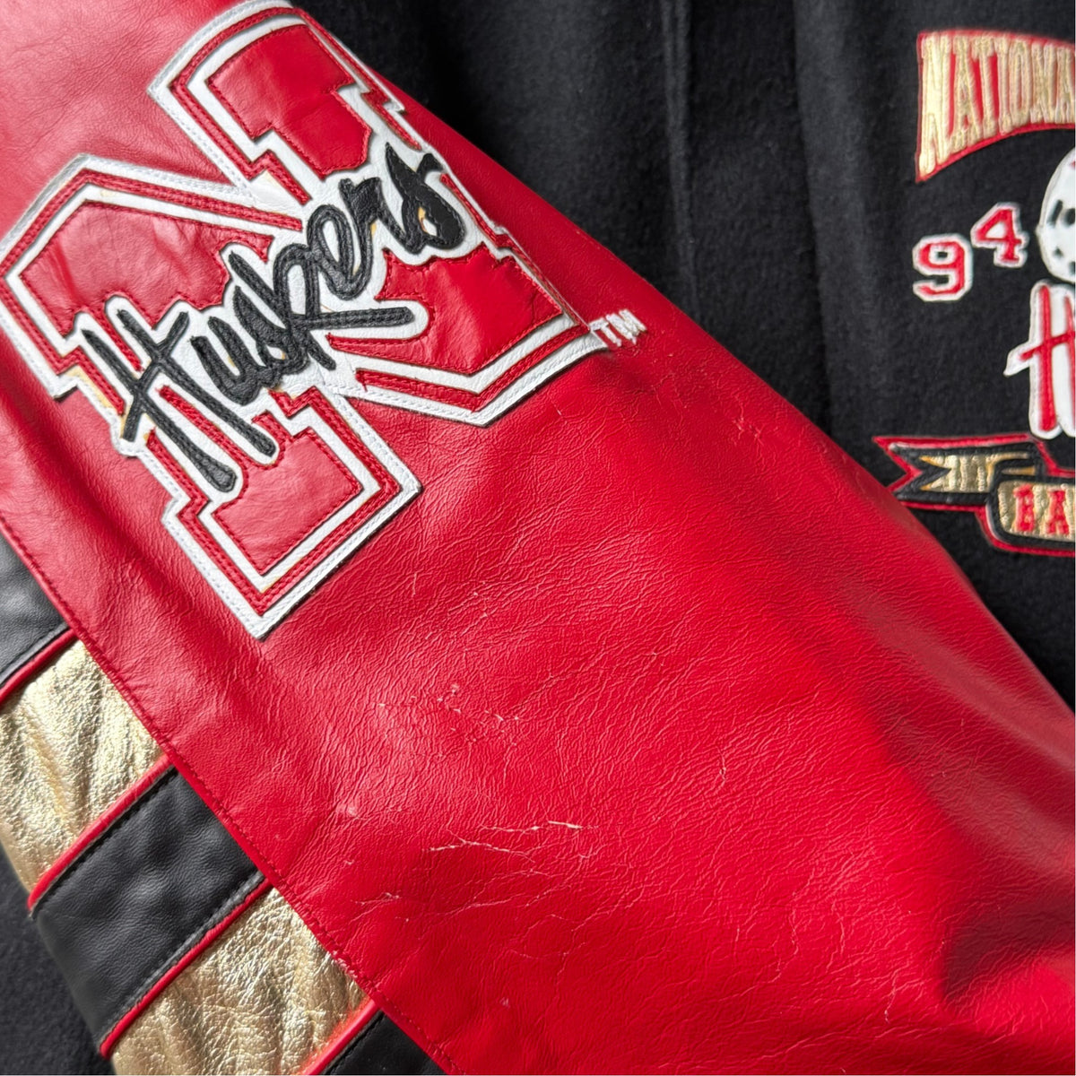 Vintage Nebraska Huskers 1995 National Champions Leather Jacket - XL