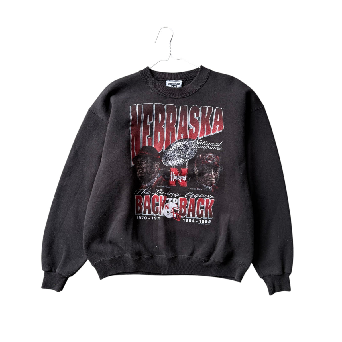 Vintage Nebraska Huskers BACK 2 BACK national Champions Crewneck - L