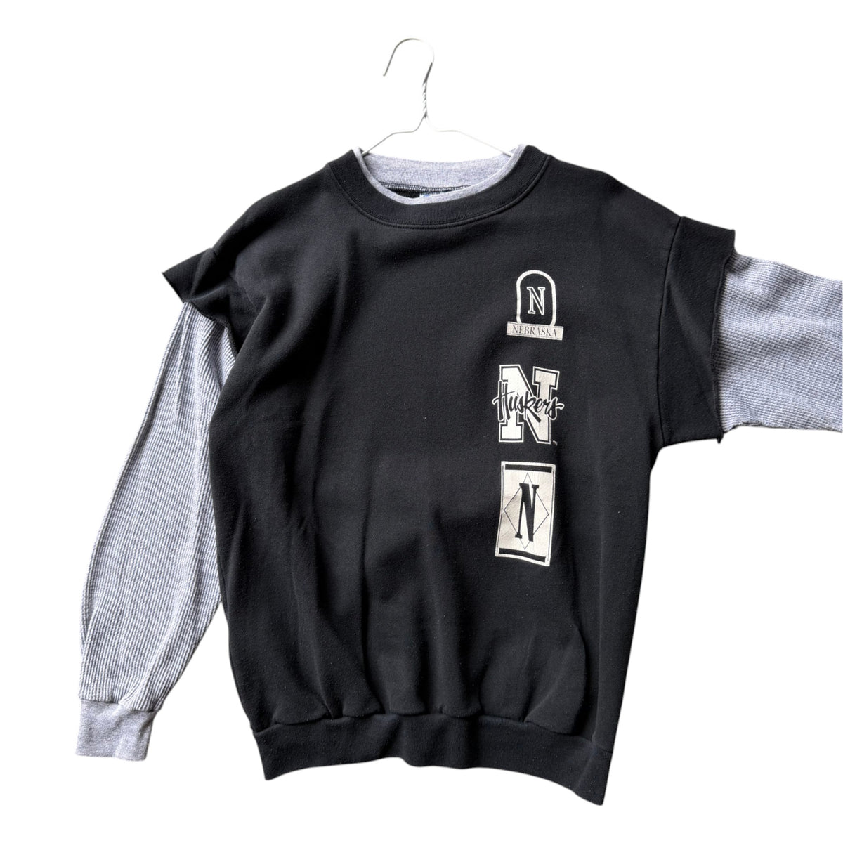 KIDS Vintage Nebraska Huskers Thermal Crewneck Rework - XL
