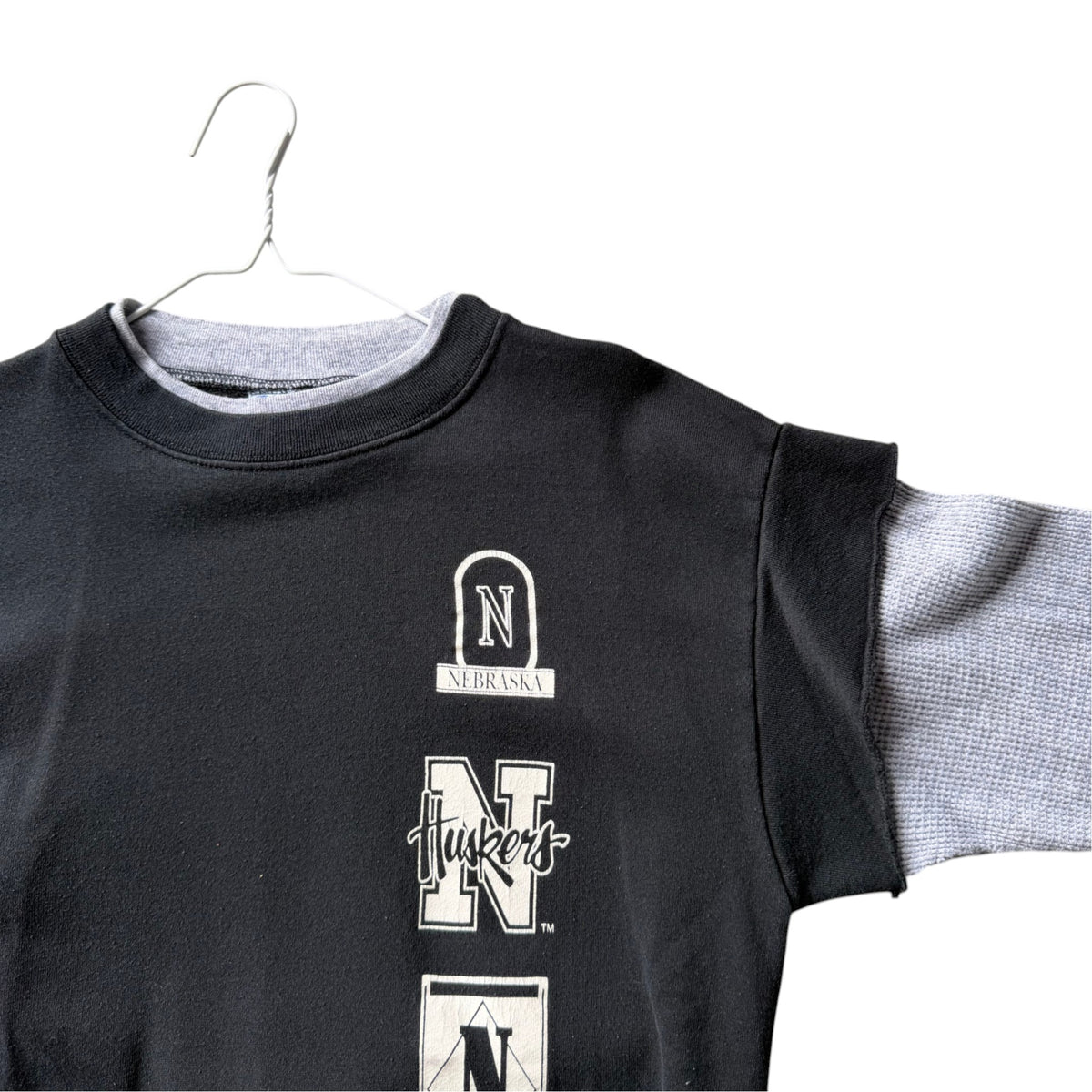 KIDS Vintage Nebraska Huskers Thermal Crewneck Rework - XL