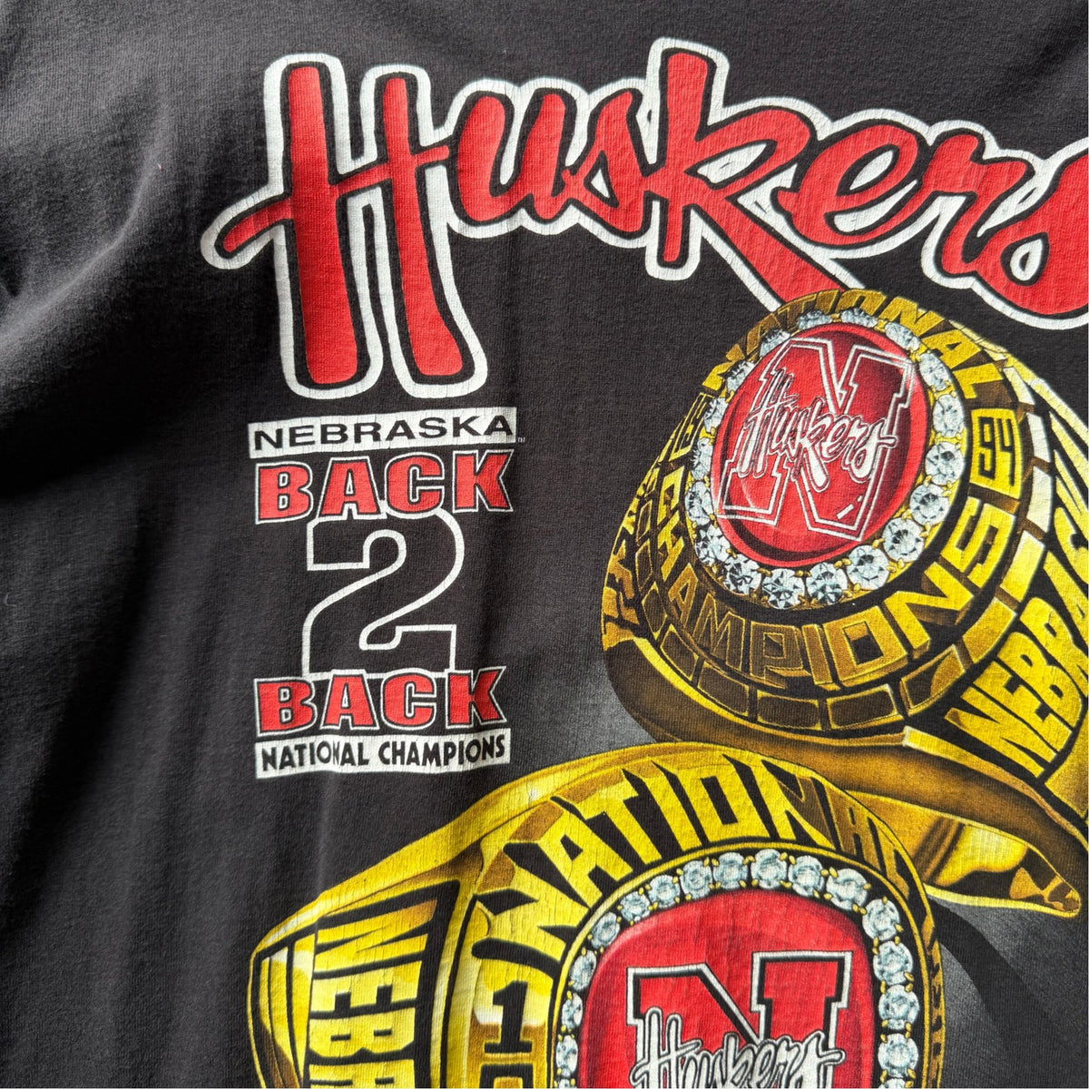 Vintage Nebraska Huskers BACK 2 BACK National Champions Shirt - XL