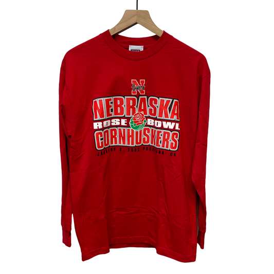 Vintage Nebraska Huskers 2002 Rose Bowl  Graphic Long Sleeve Shirt M